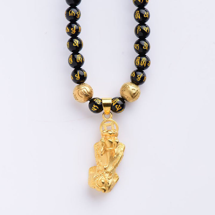 FengShui Obsidian PiXiu Reichtum Halskette
