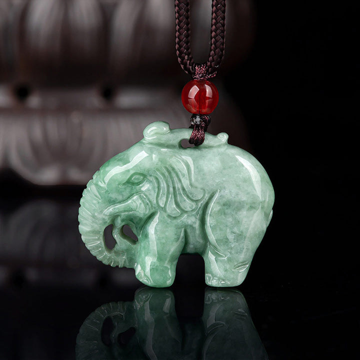 Elefant Jade Glück Stärke Halskette String Anhänger