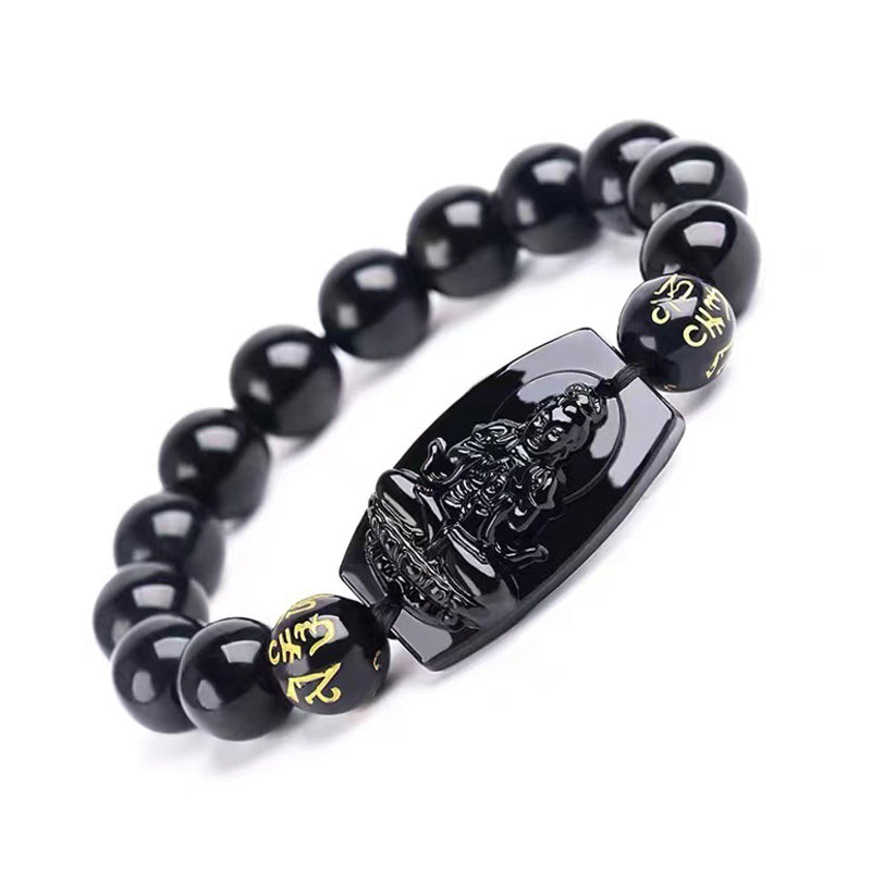 Buddha Stones Chinesisches Sternzeichen-Obsidian-Schutzarmband