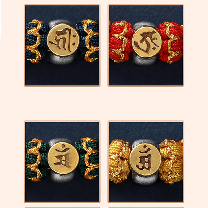 Buddha Stones Chinesisches Sternzeichen Natal Buddha Silber Glück geflochtenes Armband