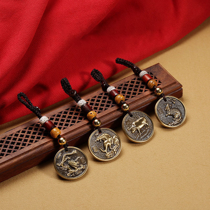 Chinesischer Sternzeichen-Kupfer-Glücks-Schlüsselanhänger als Dekoration