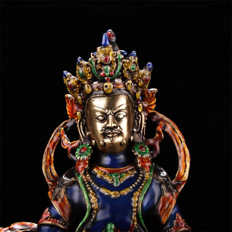 Gelbe Jambhala Bodhisattva Figur Serenity Kupfer Statue Heimdekoration