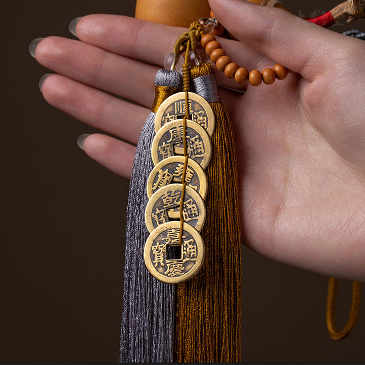 Buddha Stones, Feng-Shui-Münzen, Kürbis, chinesischer Knoten, Glücksmünzen, fünf Kaiser, Geld, Reichtum, Quasten, Dekoration