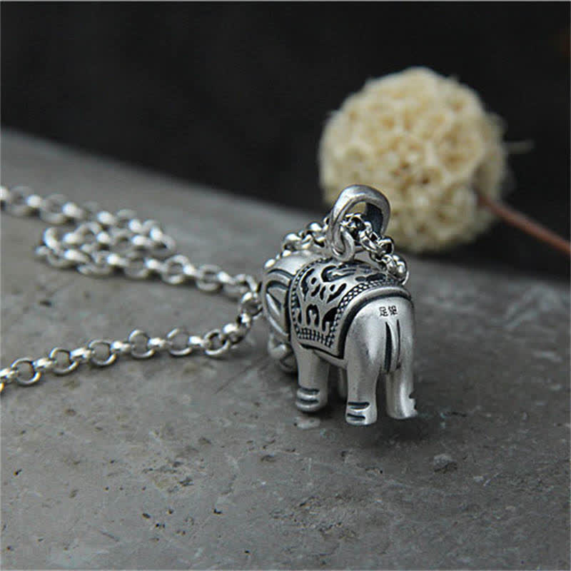 Buddha Stones 990 Sterling Silber Elefant Stärke Halskette Anhänger
