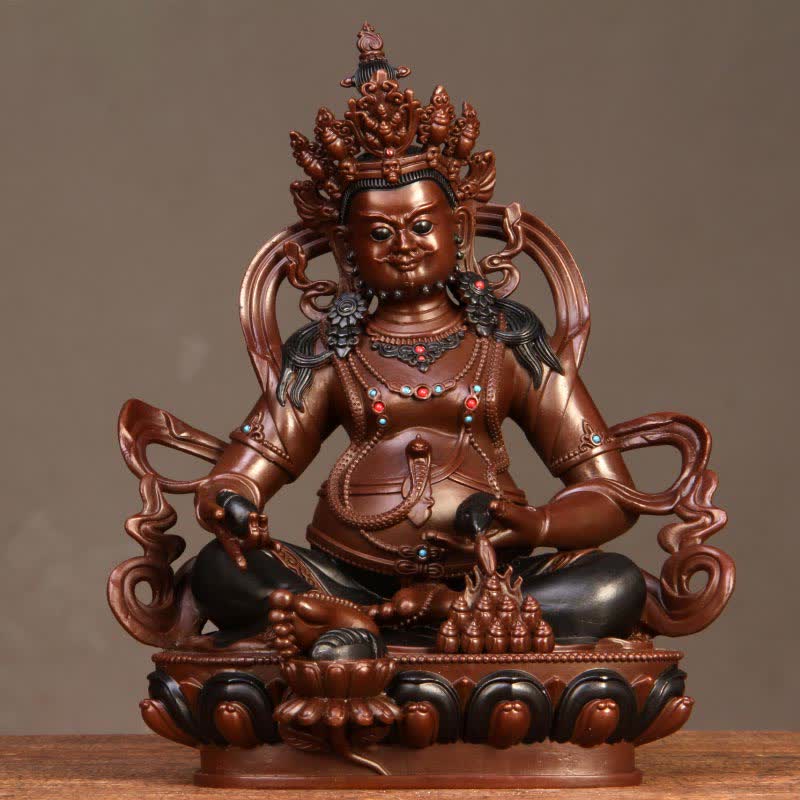 Gelbe Jambhala Bodhisattva Figur Mitgefühl Kupfer Statue Home Office Dekoration