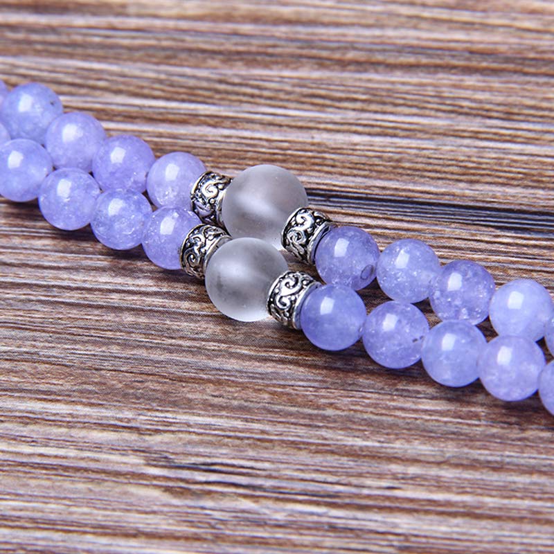 Buddha Stones Lila Jaspis Perlenstärke Armband Mala