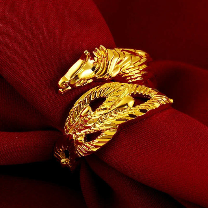 Lucky Dragon Phoenix Protection Energy Verstellbarer Ring