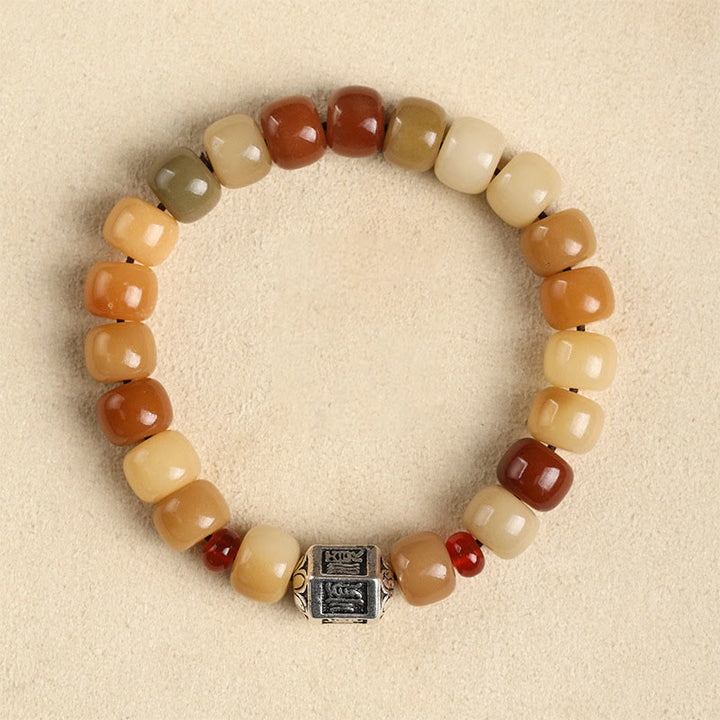 Buddha Stones Natürliches Bodhi-Samen-Armband „Der Herr des Leichenwaldes Om Mani Padme Hum Weisheit“.