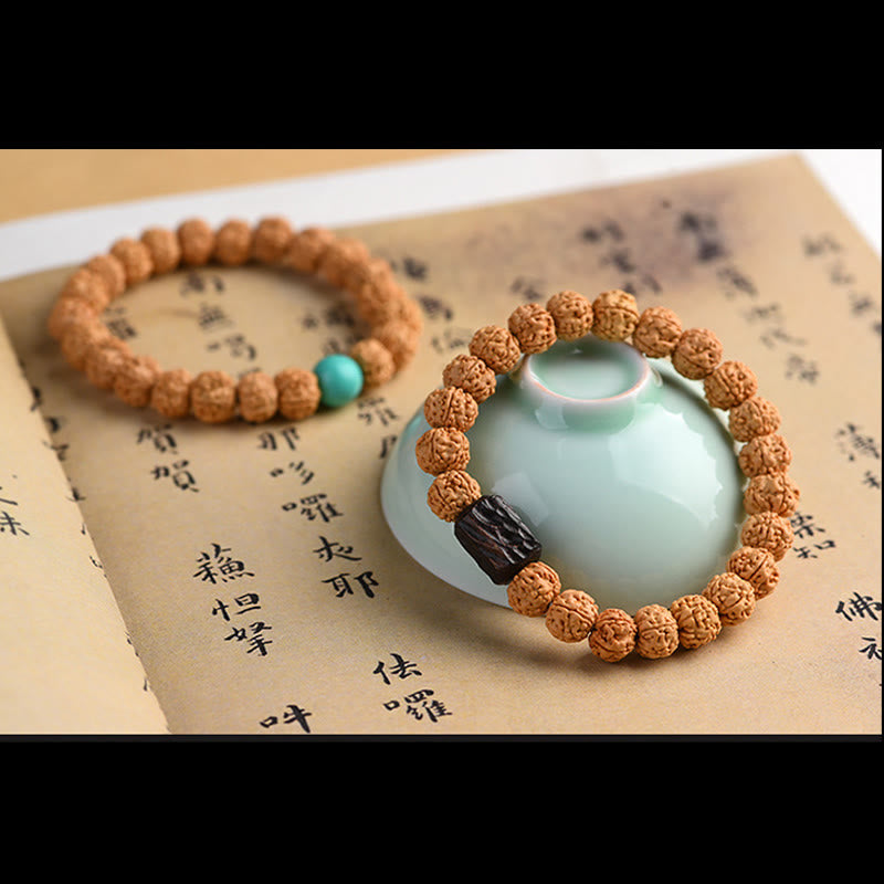 Armband mit Buddha Stonesn, Tibet, Rudraksha, Bodhi, Samen, Reichtum, Glücksverheißung