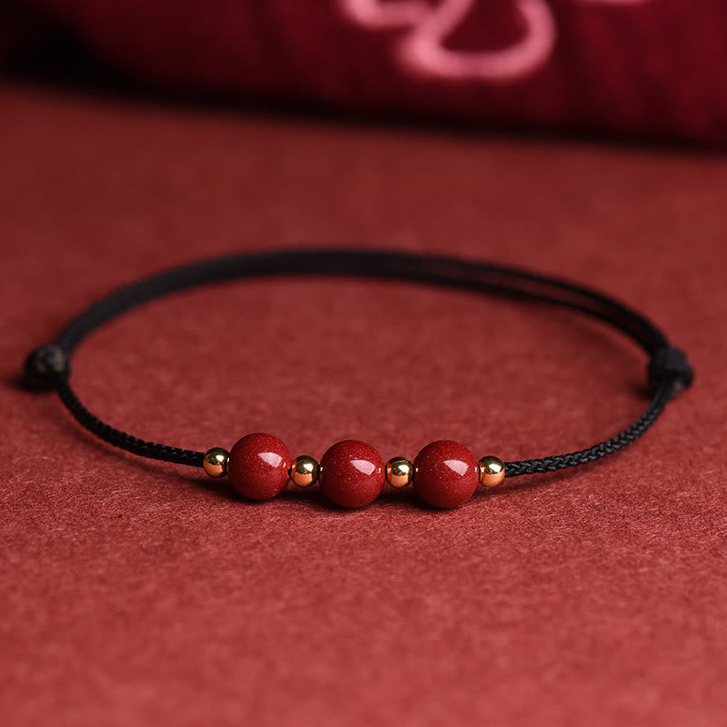 Buddha Stones Natural Lucky Cinnabar Bead Blessing String Armband Fußkettchen