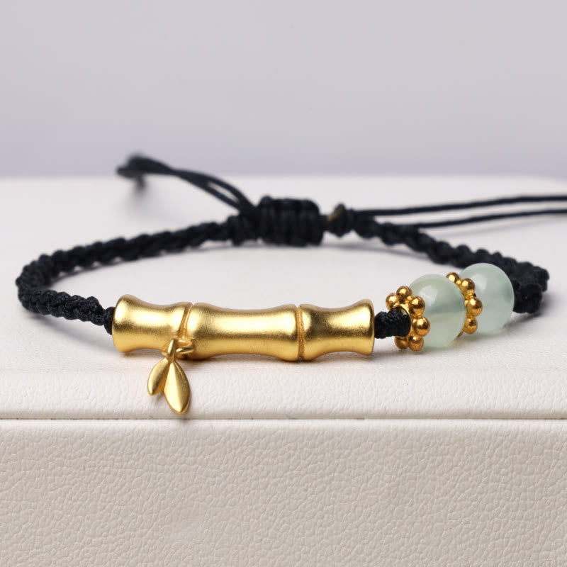 Geflochtenes Armband mit Buddha Stonesn, Bambus-Design, Glück, Stärke