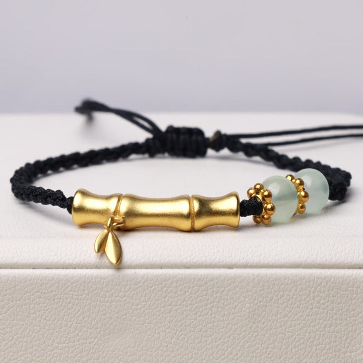 Geflochtenes Armband mit Buddha Stonesn, Bambus-Design, Glück, Stärke