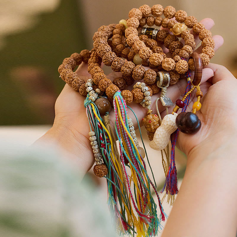 Buddha Stones Tibet Rudraksha Bodhi Samen Amulett Reichtum Glück Armband