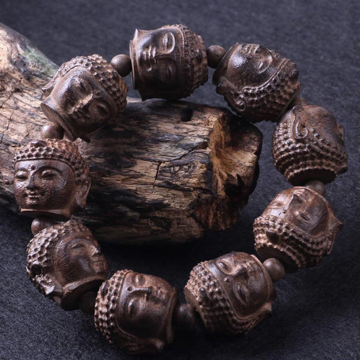 Buddha Stones Agarwood Buddha geschnitztes ruhiges Armband