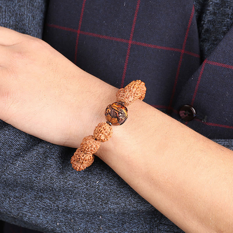 Buddha Stones Tibet Rudraksha Bodhi Seed PiXiu Kupfer Münze Reichtum Glück Armband