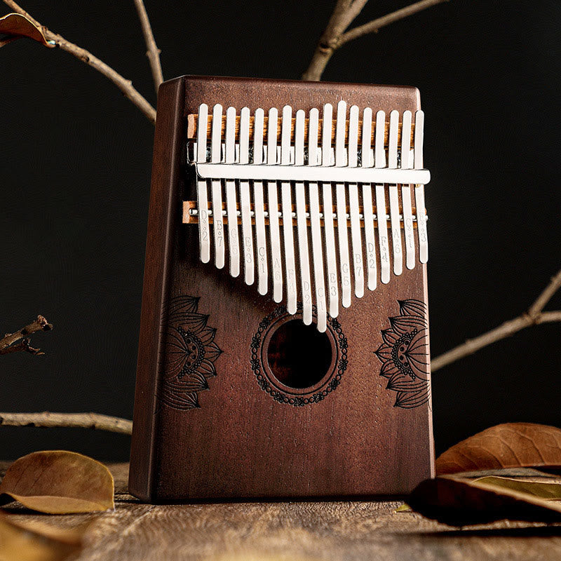 Buddha Stones Kalimba 17/21 Tasten Daumenklavier, Lotus-Design, tragbares Fingerklavier