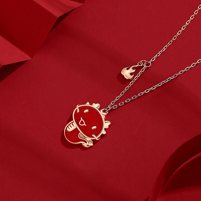 ❗❗❗Ein Blitzverkauf – Buddha Stones 925 Sterling Silber Jahr des Drachen Farbwechselnde Drachen-Fu-Charakter-Erfolgs-Halsketten-Anhänger-Ohrringe