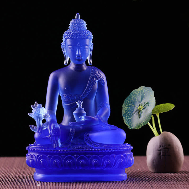 Medizin-Buddha, handgefertigt, Liuli-Kristall, Kunstwerk, Mitgefühl, Statue, Heimbüro, als Dekoration