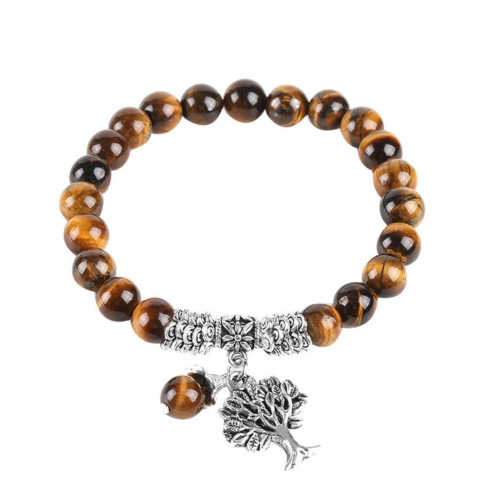 Buddha Stones, natürlicher Edelstein, Baum des Lebens, Glücksbringer, Stretch-Armband