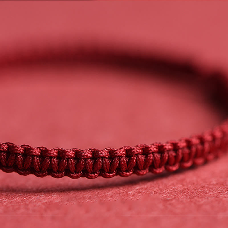 Buddha Stones, vierblättriges Kleeblatt, fünfblättriges Zinnober-Segen-Armband mit roter Schnur