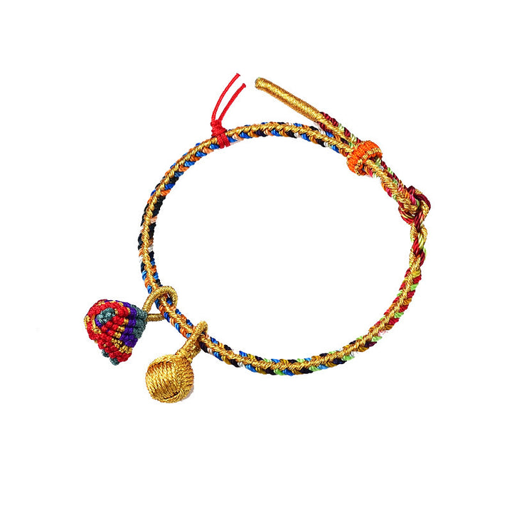 Buddha Stones, buntes Seil, Glück, handgefertigtes Zongzi-Charm-Armband mit goldener Kugel