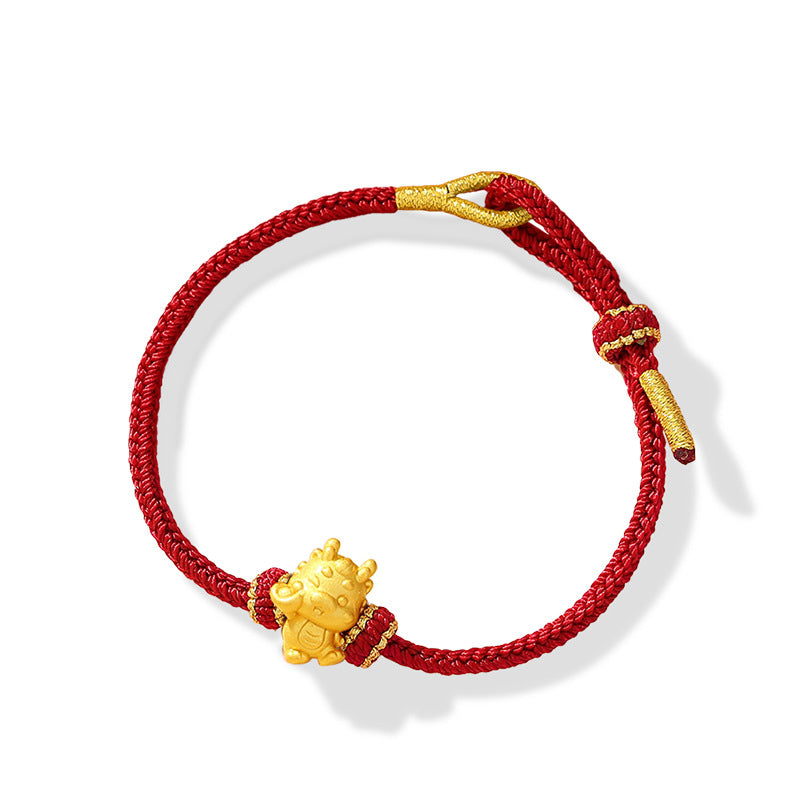 ❗❗❗Ein Blitzverkauf – Buddha Stones Handgefertigtes Armband aus 999er-Sterlingsilber, goldenem Barren, Glücksgeldbeutel, Kupfermünze, Jahr des Drachen