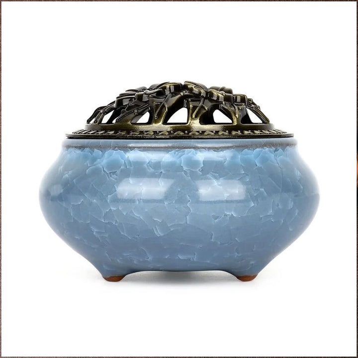 Buntes Räuchergefäß aus Keramik mit Buddha Stonesn