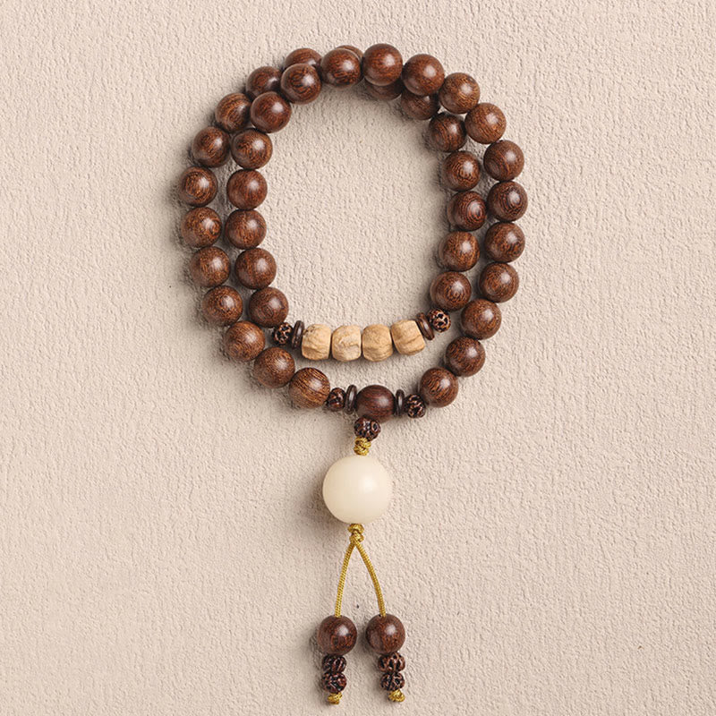 Buddha Stones, Sandelholz, kleines Blatt, rotes Sandelholz, Bodhi-Samen-Reinigung, doppelt gewickeltes Armband