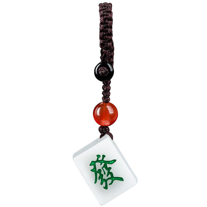 Buddha Stones, natürliche Jade, Mahjong-Fa-Charakter, Reichtum, Wohlstand, Telefon-Hänge-Schlüsselanhänger, Dekoration