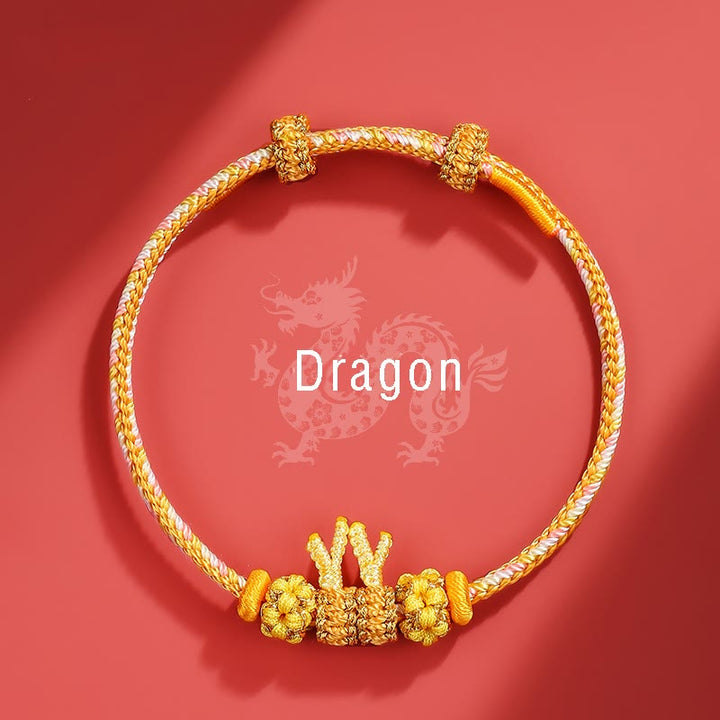 Buddha Stones Handgefertigtes geflochtenes Armband „Jahr des Drachen“, niedliches chinesisches Sternzeichen, Glück