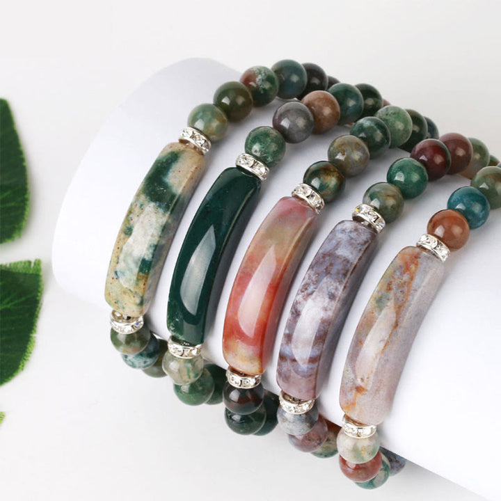 Armband mit Buddha Stonesn, natürlichem Quarz, Liebesherz, Heilperlen