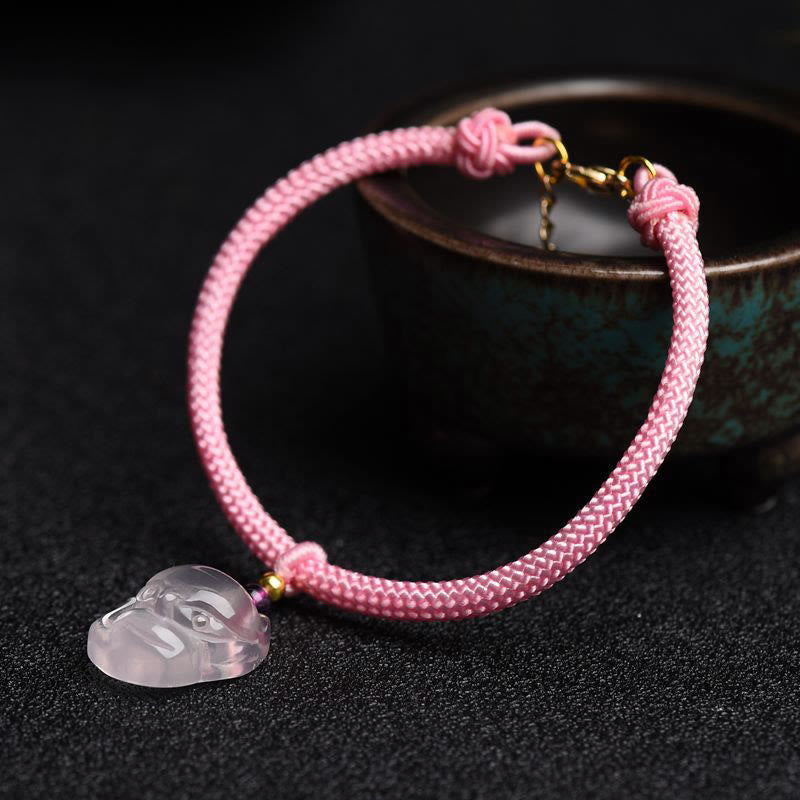 Lucky Pink Crystal Fox Love String-Armband