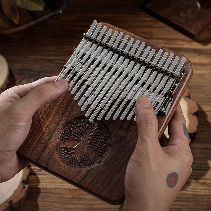 Kalimba 34 Tasten Daumenklavier Baum des Lebens Design Tragbares Finger-Marimba-Klavier