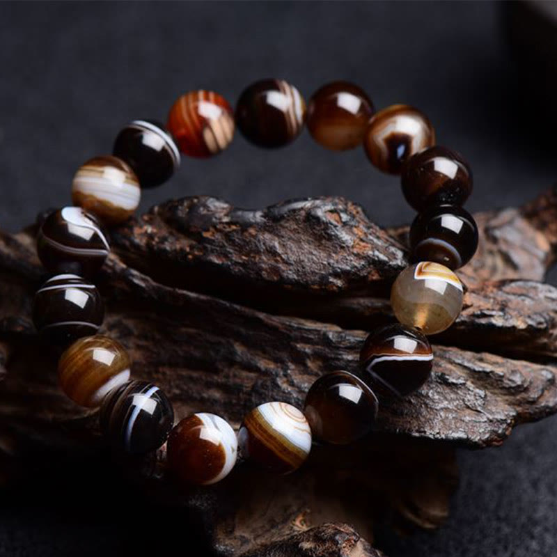 Tibetisches Sardonyx-Happiness-Positive-Armband mit Buddha Stonesn