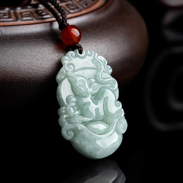 Buddha Stones, natürliche Jade, 12 chinesische Sternzeichen, Erfolgs-Anhänger-Halskette