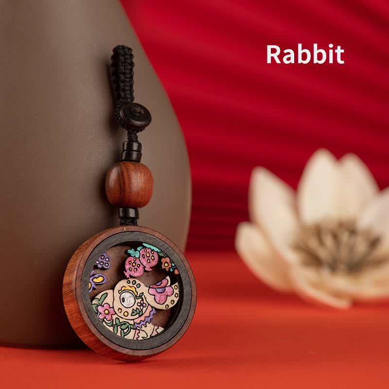 ❗❗❗Ein Flash-Sale – Buddha Stones, Jahr des Drachen, handbemalter chinesischer Sternzeichen-Schlüsselanhänger aus Palisander, geschnitzt, ruhig