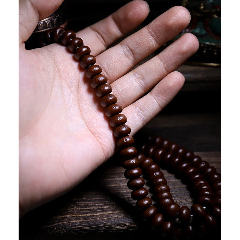 Buddha Stones Natural Tibet 108 Mala Perlen Lila Bodhi Samen Dreiäugige Dzi Perle Kupfer Dorje Harmonie Armband