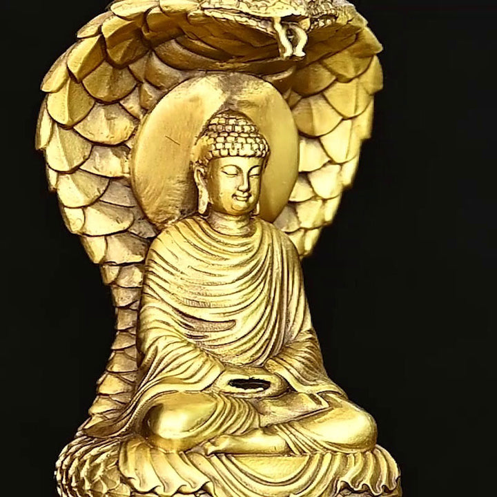 Buddha Stones Buddha Shakyamuni Schlangenfigur Serenity Kupferstatue Heimdekoration