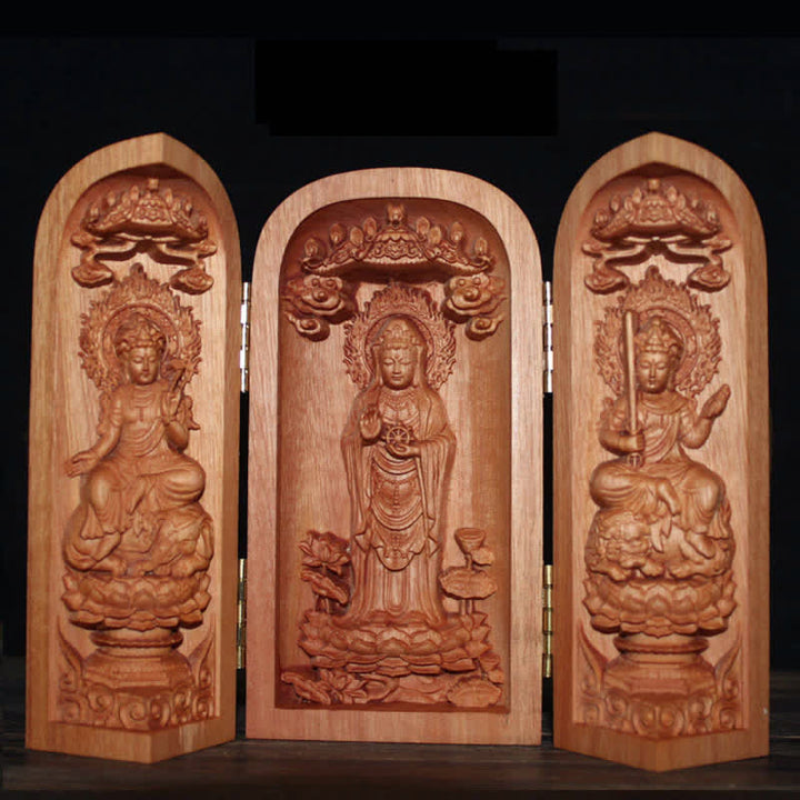 Avalokitesvara Kwan Yin Buddha Kirschholz Mitgefühl Heimdekoration Altar