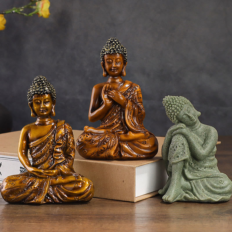 Buddha Stones, tibetische Meditation, betender Buddha, Gelassenheit, Kunstharz, Heimdekoration