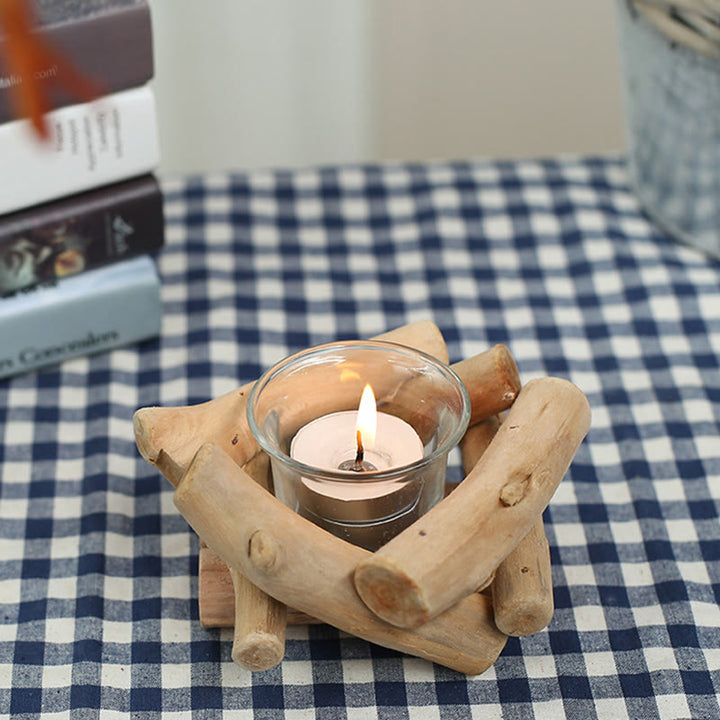 Buddha Stones Holz Kerzenständer Home Kerzenhalter Dekoration