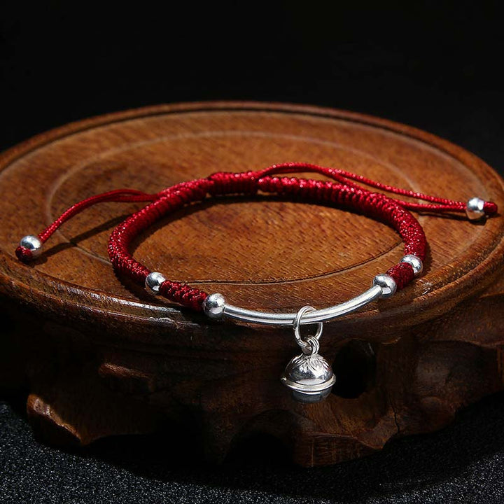 Buddha Stones FengShui Lucky Red String Bell Armband