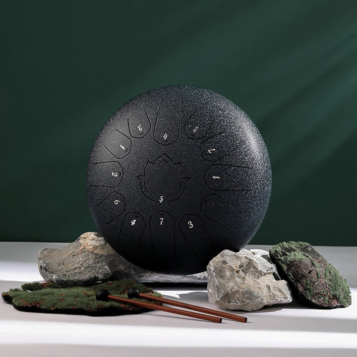 Buddha Stones Steel Tongue Drum Sound Heilung Achtsamkeit Lotus Muster Yoga Drum Kit 13 Note 12 Zoll Percussion Instrument