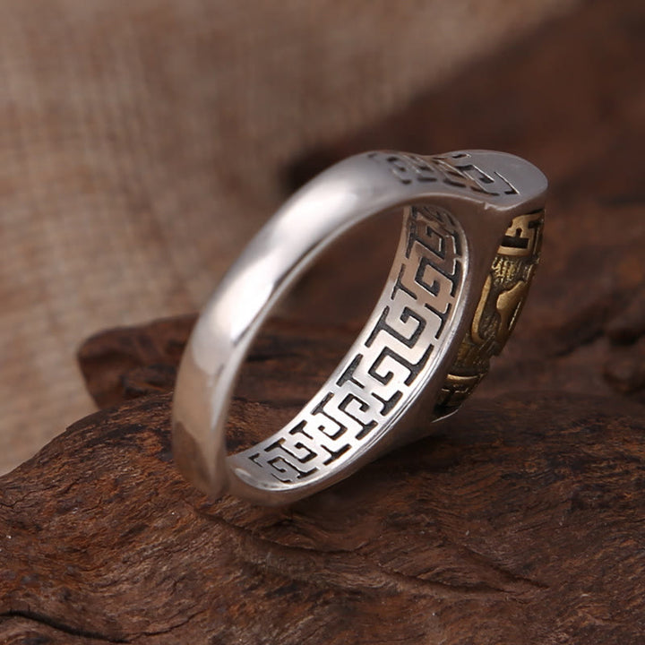 Buddha Stones, Tibet Om Mani Padme Hum, geschnitztes Design, Reinheit, drehbarer Ring