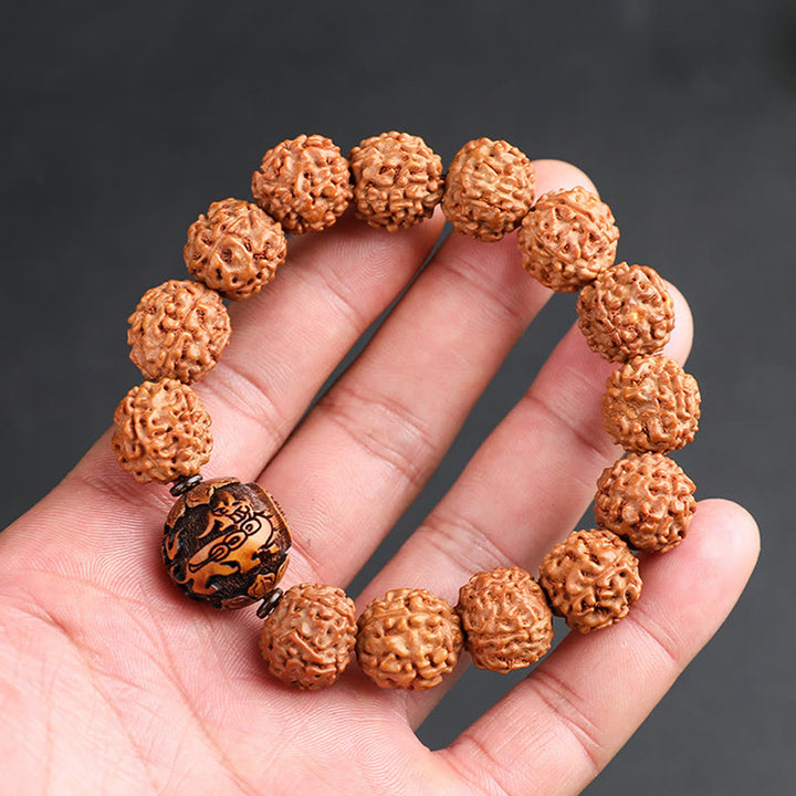 Buddha Stones Tibet Rudraksha Bodhi Seed PiXiu Kupfer Münze Reichtum Glück Armband