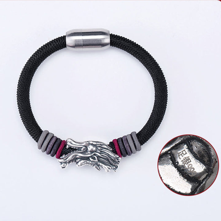 Buddha Stones 999 Sterling Silber Drache Glück Handgefertigtes geflochtenes Kinder-Erwachsenen-Armband