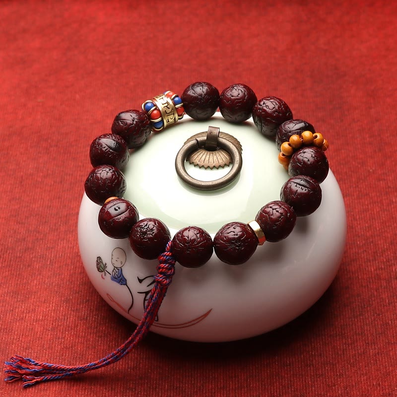 Armband mit Buddha Stonesn, Bodhi-Samenperlen, Frieden, Ruhe und Quaste