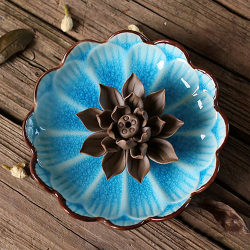 Buddha Stones, Lotus-Muster, heilende Keramik-Räuchergefäß-Dekoration