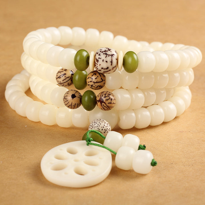 Weiß Bodhi Seed Mala 108 Perlen Glücksarmband