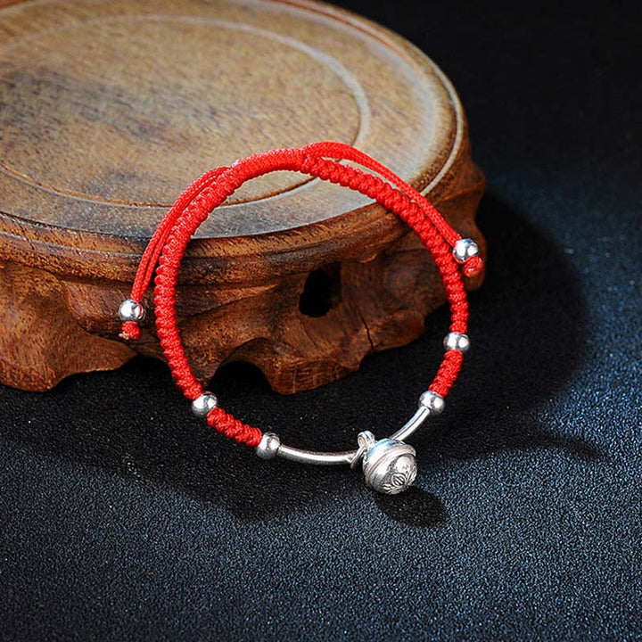 Buddha Stones FengShui Lucky Red String Bell Armband